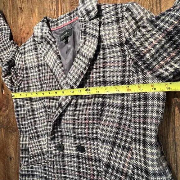 Talbots Herringbone Plaid Double Breasted Blazer Academia Career Preppy Size 8 - Picture 12 of 16